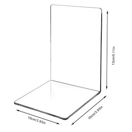 4 Pieces Clear Acrylic Book Stand, Csuntikulo Non-Slip Bookends Set for School, Home, Office, Library, Bedroom and Desk Organization
