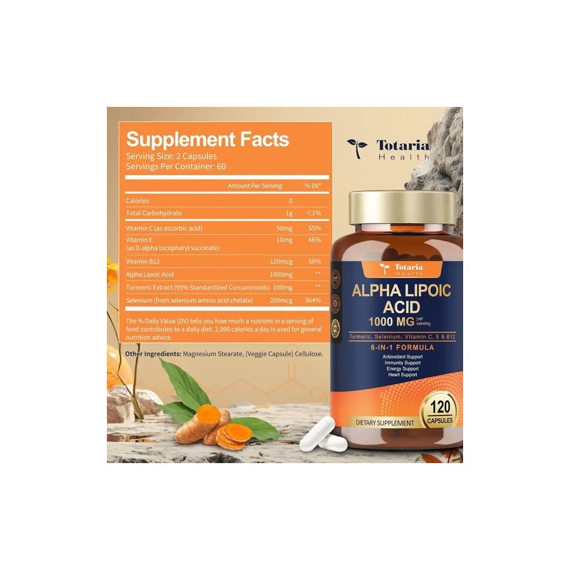Totaria Acido Alfa Lipoico 1000mg Con 120 Caps Hecho En