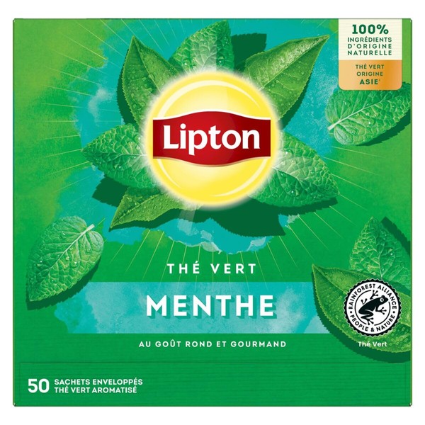 Lipton Thé Vert Menthe Origine Asie 50 Sachets
