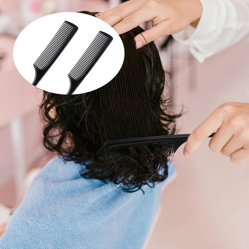 2 Pack Rat Tail Comb for Root Teasing, Black Fine