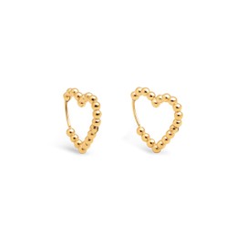 SINGULARU - Cora Dots Earrings - Earrings made of Stainless Steel or 18 Carat Gold-Plated Steel - Earrings with Heart Motif and Congo / Click Closure - Women's Jewellery - Various Designs, Yellow