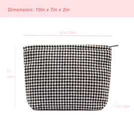 Makeup Bags for Purse Zipper Cosmetic Pouch Large Travel Canvas Make Up Organizer Tool Pouch for Women and Girls,Houndstooth Black