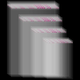 Geyoga 240 Pieces 4 Size Clear Plastic Cello Bag Resealable Self Sealing Cellophane Bag for Candy Cookies Decorative Wrapper (2 x 3 Inch, 3 x 4 Inch, 3.5 x 5 Inch, 4 x 6 Inch)