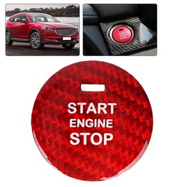 Aramox - Pegatina para botón de encendido, modificación de coche, fibra de carbono, cubierta para (rojo)
