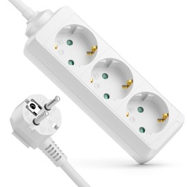 deleyCON 3 Fach Steckdosenleiste Mehrfachsteckdose Steckerleiste Stromleiste für Innenbereich 3,0 m Kabel Robustes Kunststoffgehäuse Stromsparen Weiß