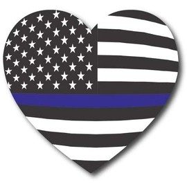 STICKER FRENZY Thin Blue Line American Flag Heart, 5" Car Decal - in Support of Police and Law Enforcement Officers