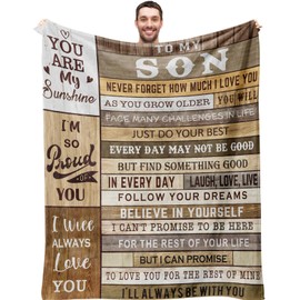 Jepufo Gifts for Son, Fathers Day Son Gifts from Mom, Present for Boy from Mom Dad, Adult Sons Gift Ideas, Graduation Birthday Present for My Boy Blanket 50"X60"