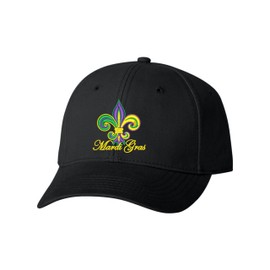 One Size Black Baseball Mardi Gras Colored Fleur De Lis Embroidered Dad Hat Structured Cap