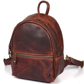 Corno d´Oro Premium Women's Small Leather Backpack Handmade Leather Backpack Vintage Mini Elegant I City Backpack Daypack Brown