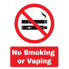 Pack of 5 - No Smoking or Vaping Stickers | Can be Used Indoor or Outdoor | Weather Resistant, Waterproof, Durable