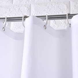 Homehold 180cm Wide By 220cm High White Shower Curtain, Waterproof Polyester Bathroom Curtain With Hooks