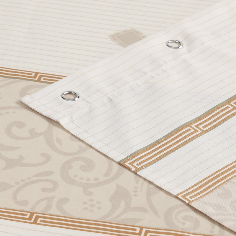BESTRIPES Stall Fabric Shower Curtain, Beige Tan Stripe Narrow Cloth
