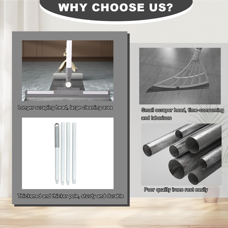 Squeegee Broom for Floor Shower Squeegee with Long Handle Rubber