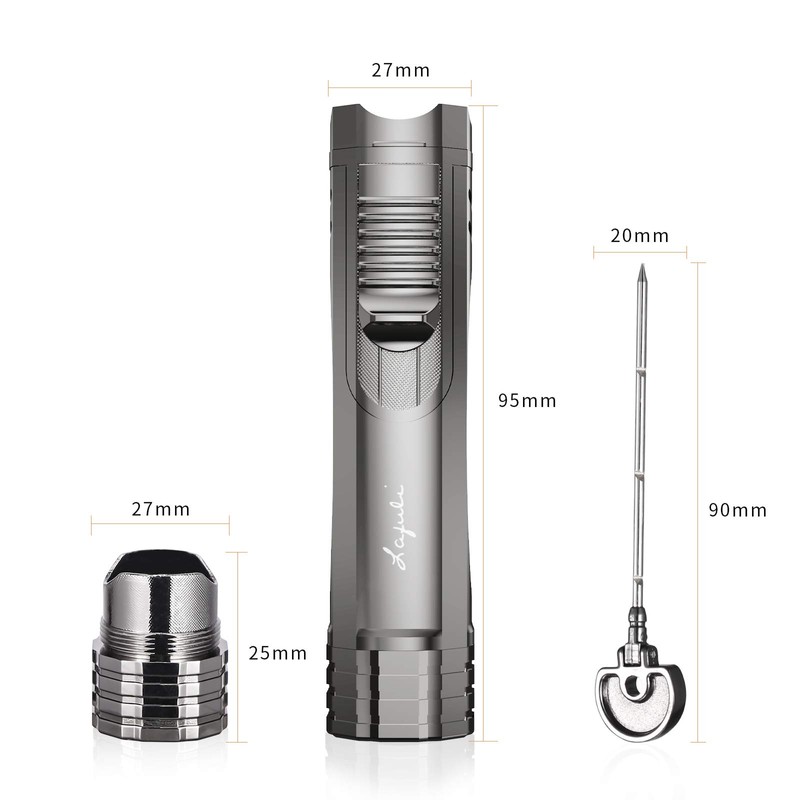 Cigar Lighter, Cigar Punch, Cigar Draw Enhancer, Cigar Holder,All-in-one Refillable
