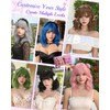 Purple Ombre Short Wavy Bob Wig with Bangs, 14 Inch