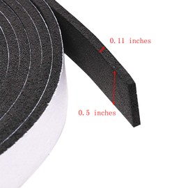 ONLYKXY 1 Piece Weather Stripping, Soft Plastic Adhesive Weather Stripping, Seal Strip Weatherstrip for Door, Window, Sliding Door (1/2 Inch Width X 1/8 Inch Thick X 10.5 Feet Long)