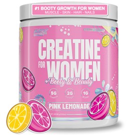 Nutrex Research Creatine for Women Booty & Beauty – Pink Lemonade | 5g Creatine, 2g Collagen, BCAAs & Hyaluronic Acid (30 Servings, Pink Lemonade)