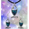 Aqua79 Christian Fish Necklace & Earrings Jewelry Set - Silver