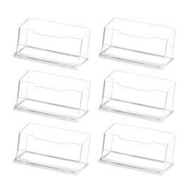 MoonSing Business Card Stand, Clear, Pack of 6, Acrylic Business Card Holder, Single Cards, Name Card Holder, Landscape, Freestanding Business Card, Table Stand for Office, Collection, Organiser, 103