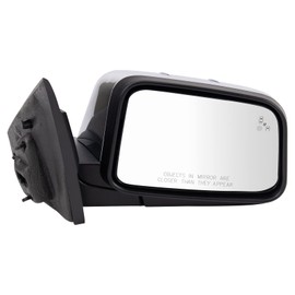 TRQ Right Mirror with Heat without Memory without Housing Turn Signal without Spotter Mirror with Chrome Cover Passenger Side Compatible with 2011-2015 Ford Edge FO1321730