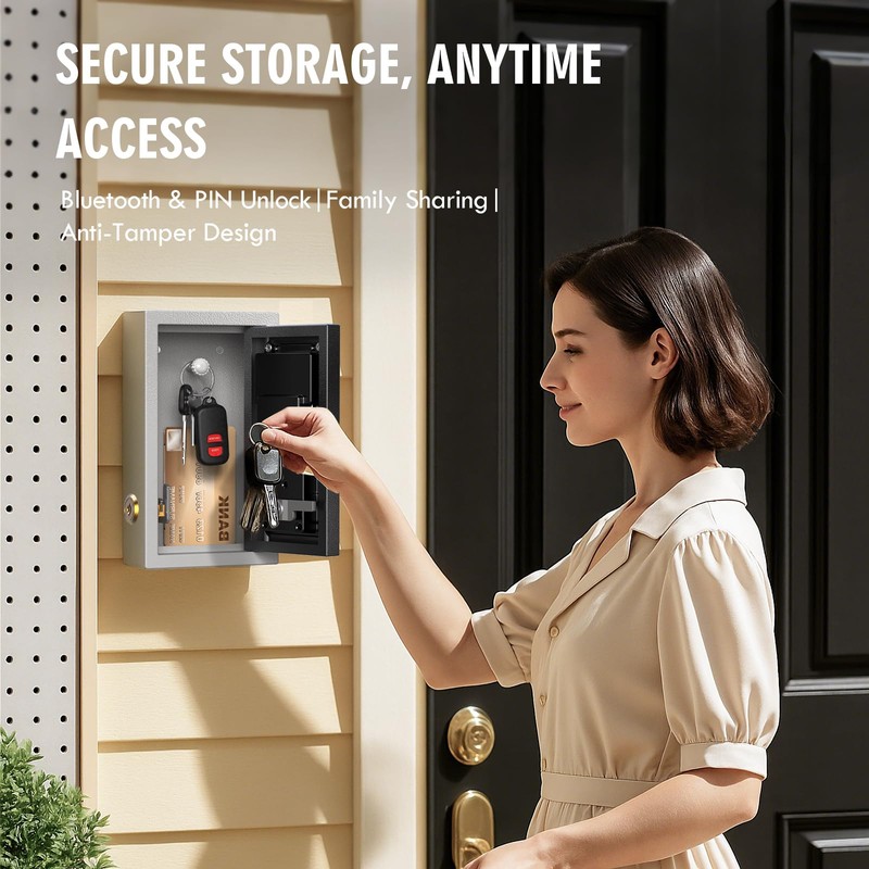 WeHere Smart Key Lock Box Wall Mount, Key Cabinet with