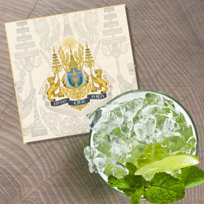 Unbranded Cambodia Coat Of Arms 4'' X 4'' Square Wooden