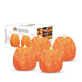 Himalayan Glow Candle Holders, Hand Crafted Himalayan Salt Candle Holder – 4 Pack