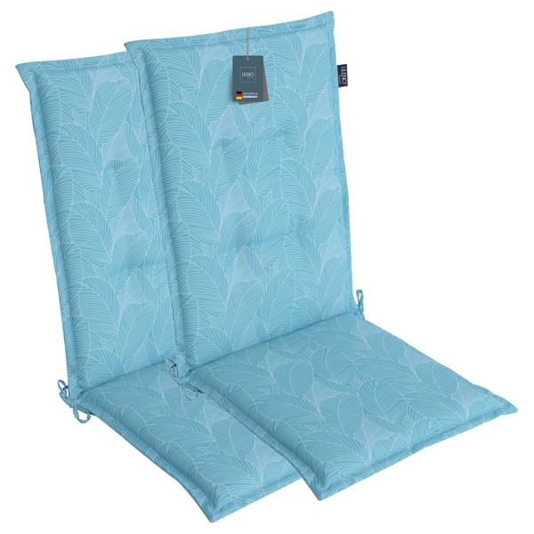 LILENO HOME Garden Chair Cushions in Aqua Leaves - Set
