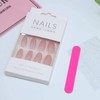 Allereya Coffin Press On Nails Shiny Pink Fake Nails Medium