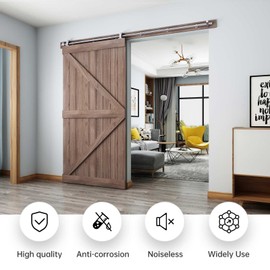 EaseLife 8 FT Top Mount Stainless Steel Sliding Barn Door Hardware Track Kit,Modern,Heavy Duty,Anti-Rust,Slide Smoothly Quietly,Easy Install (8FT Track Kit for 40"~48" Wide Single Door)
