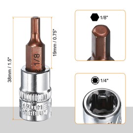 QUARKZMAN 1/8 Inch Hex Bit Socket 1/4 Inch Drive SAE S2 Steel Square Socket Extension Ratchet Wrench Accessories for Converting Drill with Wrench