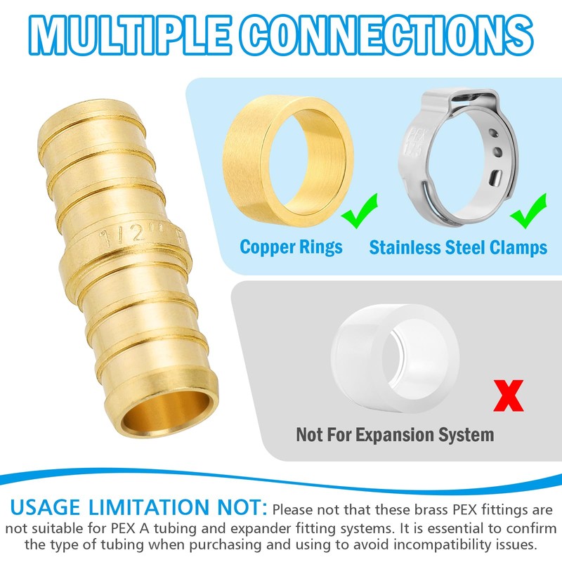Znkiok 20 Pack 1/2 inch pex coupling Fittings, For 1/2''