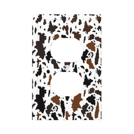 Nijuodnijir Outlet Covers Rustic Cowhide Highland Cow Milk Cow 1 Gang Duplex Light Switch Cover Decorative Switch Plates Electrical Receptacle Faceplate Wall Plate For Farmhouse Home Decor