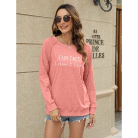 EADINVE "FUN FACT: I don't care Letter Print Women's Crewneck Sweatshirt Raglan Long Sleeve Casual Pullover Tops