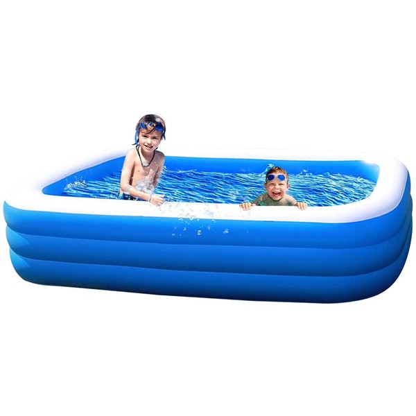 Kiddie Swimming Pool Extra Large Family Size - 120" x 72" x 22" Inflatable Family Lounge Above Ground Swim Center Large Size 305CM Perfect for Summer Outdoor Backyard Porch Garden Water Party