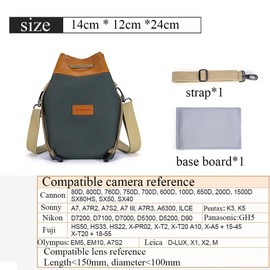 Hosoncovy Digital Camera Bundle Bag Storage Bag Travel Case Single Shoulder Camera Bag Camera Case for Canon Nikon Sony SLR DSLR Small Micro Cameras and Telephoto Lens Camera (Green, M)