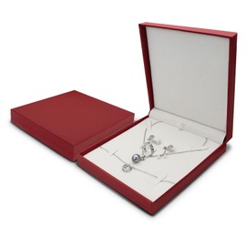 FuninCrea Jewelry Set Box Lightweight Jewelry Gift Boxes Fashionable Necklace Box for Ring Necklace Earring Bracelet (Red, Cardboard)