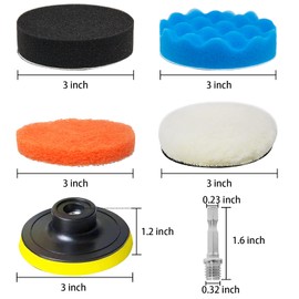 GOH DODD 38 Pieces 3 Inch Buffing Polishing Pads, Car Foam Drill Polishing Pad Kit Sponge Pads Buffer Polisher Kit Headlight Restoration Kit with Wool Pads for Car Polishing, Waxing and Cleaning