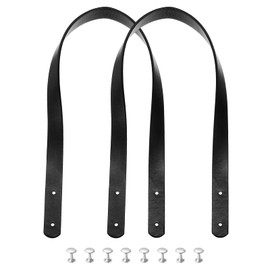MECCANIXITY 2pcs 24 Inch (60cm) Leather Purses Straps Handbag Belt Band Bag Handle for Purse Wallet Tote Making, Black