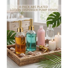 4-Pack ABS Plated Lotion Dispenser Pump Heads, Gold, 28/400 Neck Size