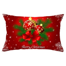 Aeici Throw Pillow Covers Modern, Christmas Balls Pine Leaves Bowknot Cushion Covers 30x50cm Pillowcase for Decorative Pillow Red Green