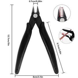 Wire Cutters,170 Flush Cutter,Stainless Steel Wire Cutter,Black Precision Small Side Cutting Pliers,Side Cutters with Non-Slip Soft Black Handle,for Model Kits,DIY Craft Jewelry,Zip Ties.