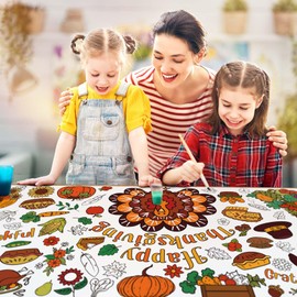 Tetor Thanksgiving Crafts Giant Coloring Poster/Tablecloth Crafts for Kids-30 x 72 Inches Jumbo Paper Coloring Banner Gifts for Kids Activities Games Toys