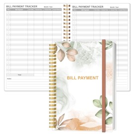 Bill Payment Tracker Notebook - Monthly Bill Organizer & Planner for Personal Budgeting Financial, Payments Checklist Organizer, 5.8" x 8.5", Rose Leaf