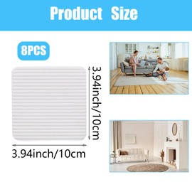 8 Pcs Rug Pads Grippers, Non Slip Washable Grippers For Rug, “Vacuum TECH” - Anti Curling Rug Pad, for Wooden Floor Rug Pads Grippers Stop Mat Slipping on Tile Floor 10 x 10 cm