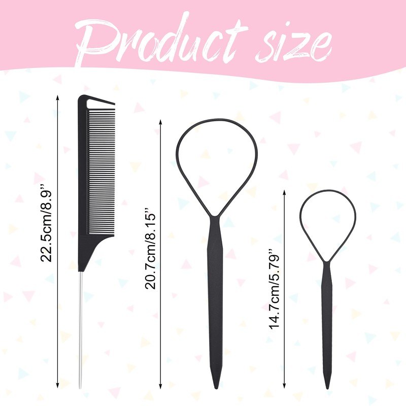 Quacc 3 PCS Hair Styling Tool Set Topsy Tail Hair