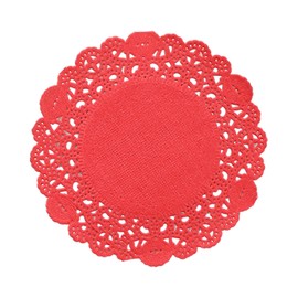 250 Pcs Mini Paper Doilies, 4 Inch Round Coloured Paper doilies, Assorted Colours Paper Doilies for crafts, Tables, Wedding Party and Tableware Decoration (Red)