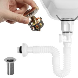 Esshogo Drip Tray for Sink, Universal Syphon Sink, Kitchen, Adjustable, Flexible, Flexible Drain Hose, Sink Drain Suitable for Bathroom, Extendable from 230-800 mm