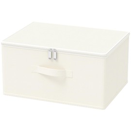 GUOHNHE Storage Bins with Zipper, Cube Organizer Basket with Lid, Collapsible Stackable Closet Boxes, for Home and Bedroom, 1 Pack, Beige, 15.7 x 11.8 x 7.9 In, XSNY16BEL-1