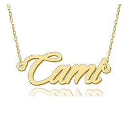 HUAN XUN Cami Necklaces Gold Name Necklace for Women Charm Initial Jewelry for Mom Mama Birthday Anniversary